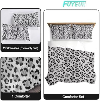 Grey Cheetah Print Comforter Set Twin, Leopard Bedding for Girls