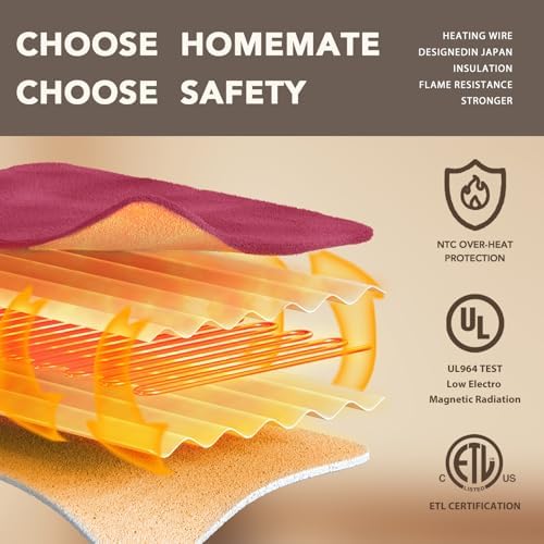 Homemate Heated Electric Blanket Twin 62"x84" Heating Throw Blanket