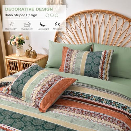 Cottolester Boho Comforter Set Queen Size,8 Pieces Striped Bed in a Bag