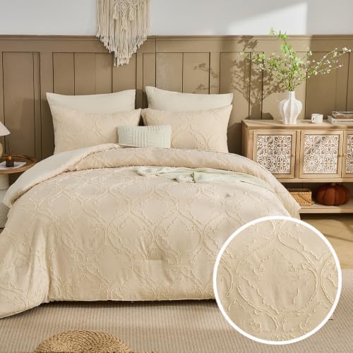 Bohemia Bdding 7 Pieces Tufted Embroidery Boho Comforter Set Boho Bedding Bohemia Comforter Set Queen for Four Seasons King