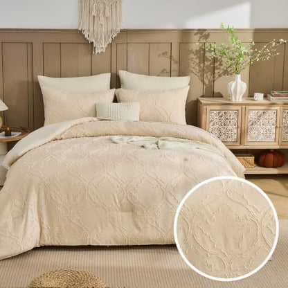 Bohemia Bdding 7 Pieces Tufted Embroidery Boho Comforter Set Boho Bedding Bohemia Comforter Set Queen for Four Seasons King
