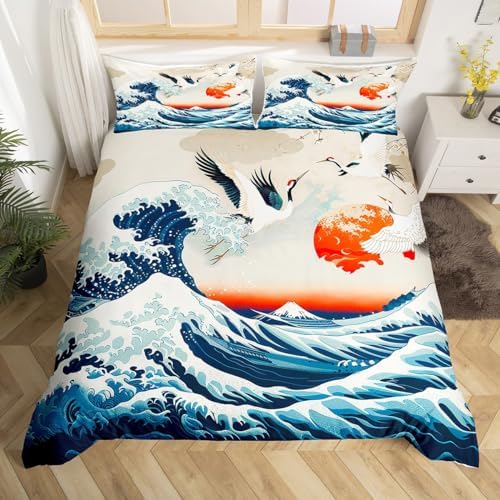 Feelyou Japanese Wave Duvet Cover Queen Size Boys Girls Teens