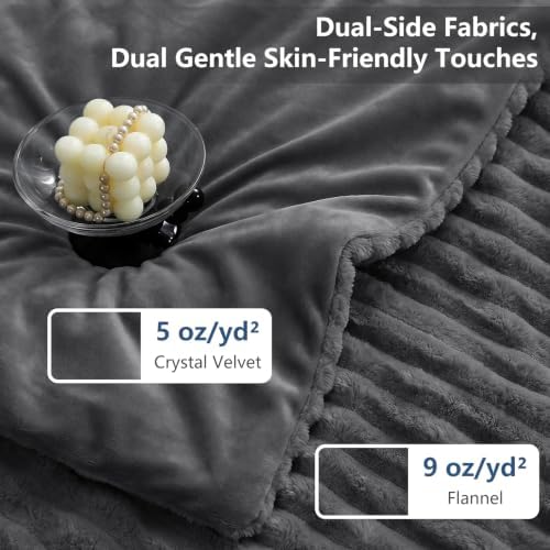 CozyLux Fleece King Size Comforter Set, 3 Piece Warm Dark Grey Bedding