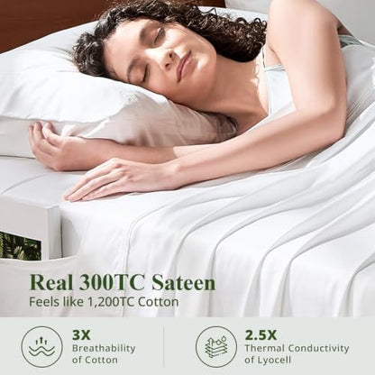 Bamboo Viscose Sheet Set Queen Size, Cooling Sheets Bed Set 4pcs