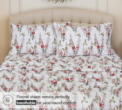 RUVANTI Flannel Sheets Set, Full Size, Garden Song