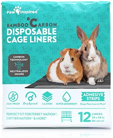 Paw Inspired Disposable Cage Liners, 34x24 Inch (Critter Nation), 12 Count