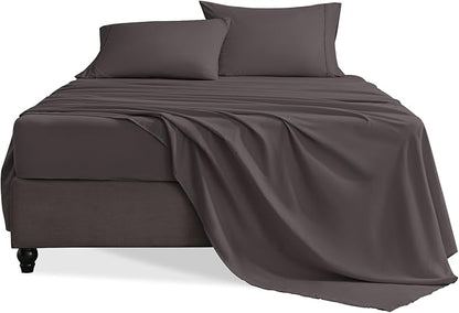 Queen Sheet Set, 4 Pieces Hotel Luxury Soft Microfiber Queen Bed Sheets Set, Up to 16" Deep Pockets, Oeko-Tex Sheets with Elastic, Breathable, Wrinkle Free (Dark Gull Gray,Queen)