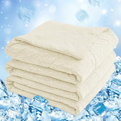 CHOSHOME Cooling Comforter Cooling Blanket, Q-Max 0.45 Cool Sleeping Summer Blanket for Hot Sleeper Night Sweats, Super King 96" x 120", Beige