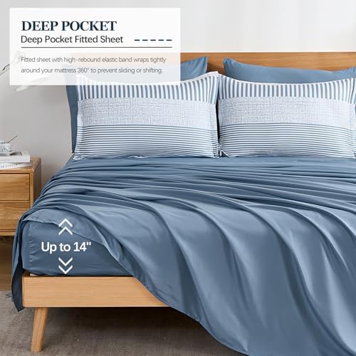 Twin XL/Full Size Comforter Blue Striped Comforters for Boys & Girls