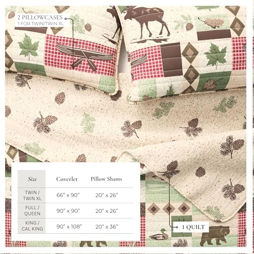 Great Bay Home Lodge Quilt Set - 3-Piece Full/Queen Size Rustic Bedding Set - Lightweight, All-Season, Reversible Bedspread (Lodge Patchwork)