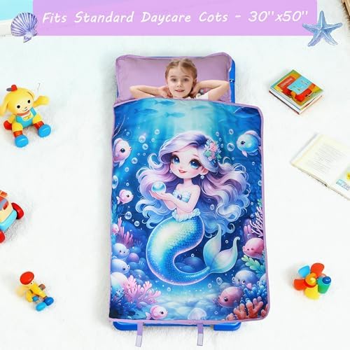 Lasoftan Toddler Nap Mat with Pillow and Blanket, Extra Large Rolled Napping Mats,Slumber Bags for Boys Girls,Kids Sleeping Bag for Daycare, Preschool Travel Camping