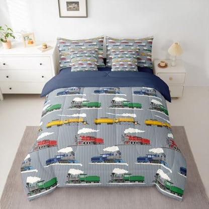 Feelyou Vintage Train Comforter Set Twin Size 7 Pcs Bedding Set Boys Girls