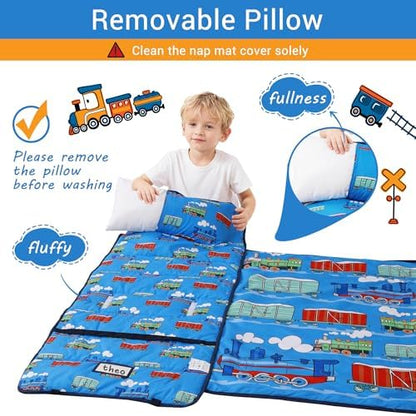 Lasoftan Toddler Nap Mat with Pillow and Blanket, Extra Large Rolled Napping Mats,Slumber Bags for Boys Girls,Kids Sleeping Bag for Daycare, Preschool Travel Camping