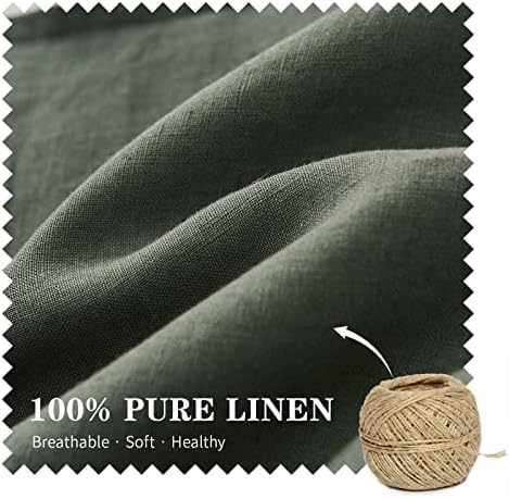 Simple&Opulence 100% Linen Lumbar Pillow Cover 12 x 20 Inches Set of 2 Rectangular Decorative Throw Cushion Cover for Couch Sofa Bed Living Room Office Soft Breathable Farmhouse - Cushing Green