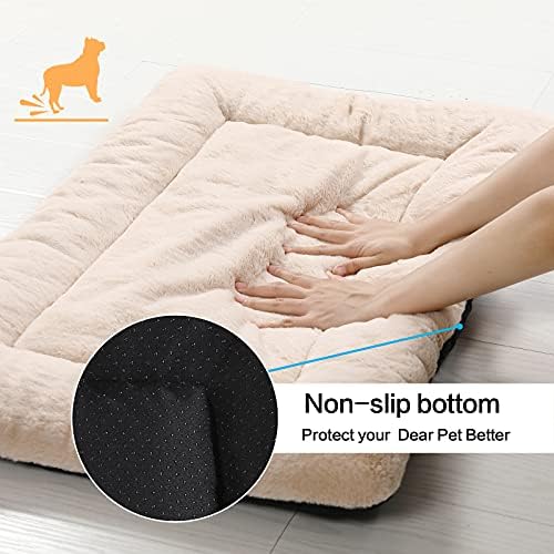 Dog Crate Pad Washable Dog Bed for Crate Small Cozy Mat 24-Inch Cream
