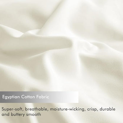 WINLIFE 100% Cotton Pillow Cases Standard Set of 2, Pillowcases Standard Size Long Staple Cotton, 20×26 inches, Cooling, Breathable & Soft Pillowcase Covers, Beige