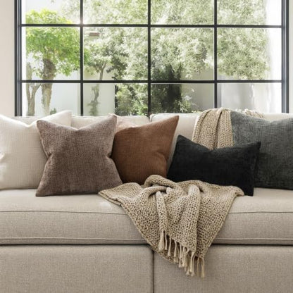 MIULEE Dercorative Lumbar Throw Pillow Covers 12x20 Inch Brown 2 Pack