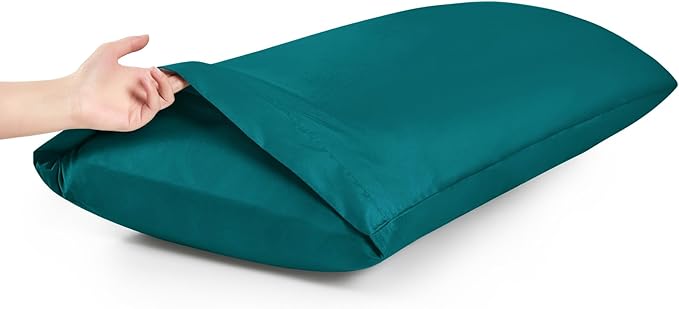 MILVOWOC 2Pcs Brushed Microfiber Body Pillowcases - 20 x 55 Inch, Teal Pillow Case Set Non Slip Envelope Pillow Cover with Moisture Absorption and Anti-Wrinkle