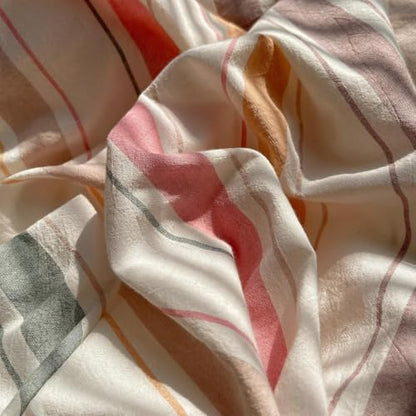 LifeTB Vintage Striped Comforter Set King, 3 Piece Multicolor Stripes Pattern Printed Comforter with 2 Pillowcases, Lightweight Soft Colorful Striped Bedding Set Farmhouse King Size Comforter Set