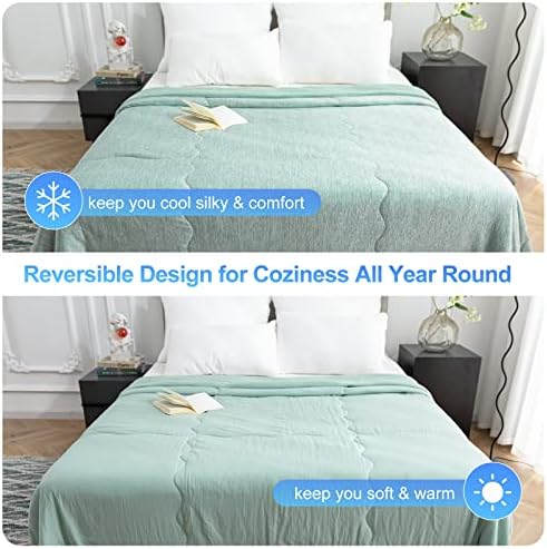 CHOSHOME Cooling Comforter Cooling Blanket, Q-Max 0.45 Cool Sleeping Summer Blanket for Hot Sleeper Night Sweats, King 90" x 108", Green