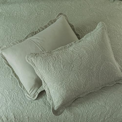 HoneiLife Queen Quilt Bedding Sets - Microfiber Quilt Sets for Queen Bed, 3-Piece Lightweight Bedspreads,Reversible Coverlets Rustic Bedlinen Sets, Embroidered Bedding Sets All Season Quilts