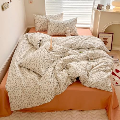 Vintage Garden Floral Comforter Set Full Size Fluffy Soft Microfiber Pink Floral Printed Bedding Comforter Set Cute Botanical Flower Comforter Full with 2 Pillowcases Boho Cottagecore Comforter Set