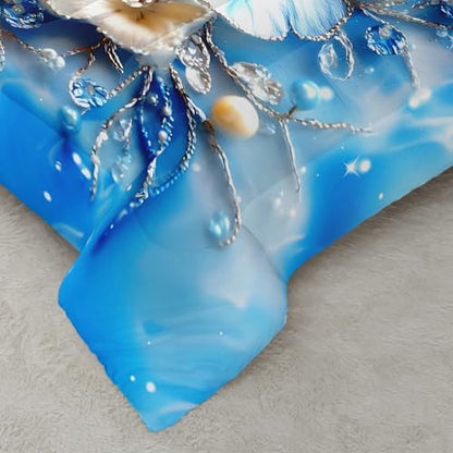 QOOMO Blue Butterfly Kids Comforter Set Twin Size
