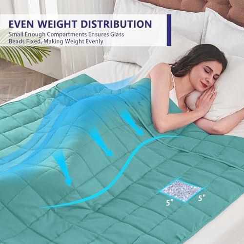 yescool Weighted Blanket for Adults 15lbsTwin Size, 48" x 72", Teal
