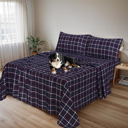 RUVANTI Flannel Sheets Set King Size,Yankees Blue