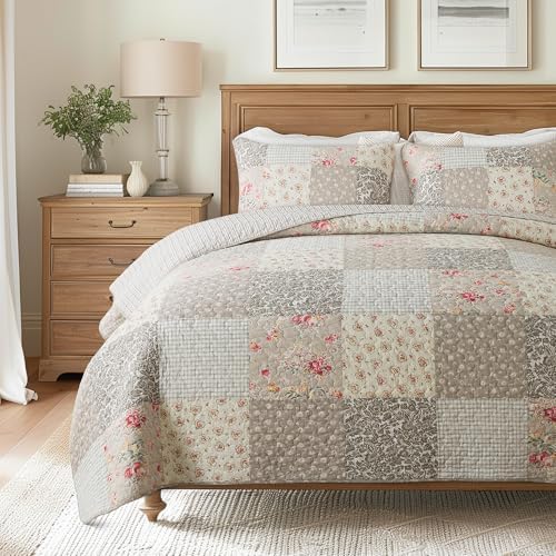 SLPR - Walk in the Cotswolds Patchwork Cotton Quilt Set, Twin with 1 Sham