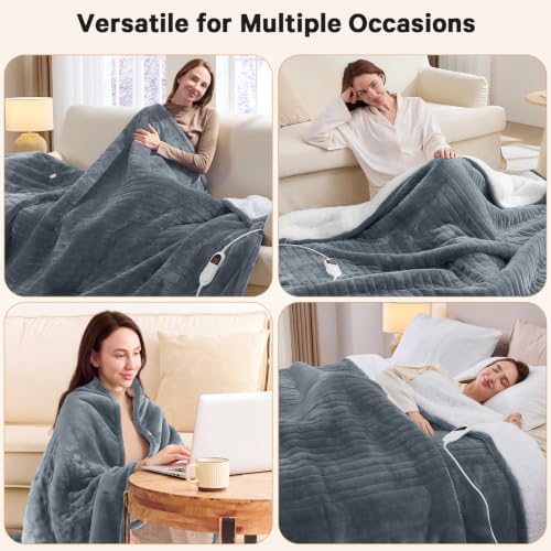 Heated Electric Blanket Full, Heating Blanket,72" x 84", Ash Gray