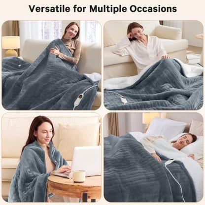 Heated Electric Blanket Full, Heating Blanket,72" x 84", Ash Gray