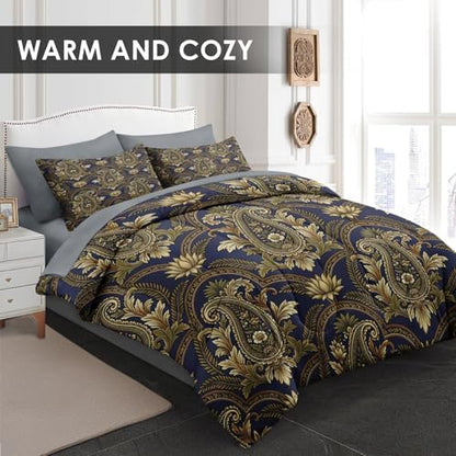 WeCozy Queen Comforter Set with Sheets, 7 Pieces Paisley Vintage Bedding