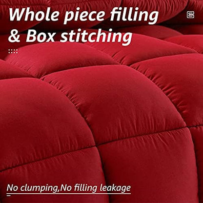 HYLEORY All Season Full Size Bed Comforter - Cooling Down Alternative Quilted Duvet Insert with Corner Tabs - Winter Warm - Machine Washable - Red