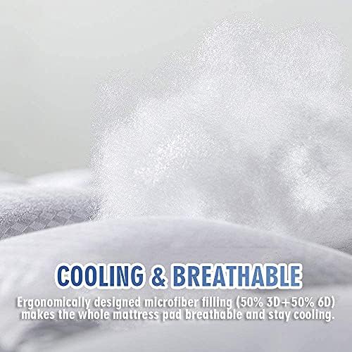 MATBEBY California King Mattress Pad - Cooling Breathable Mattress Topper, Quilted Fitted Mattress Protector, Pillow Top Mattress Cover with 8-21" Deep Pocket, Soft, Machine Washable, White, Cal King