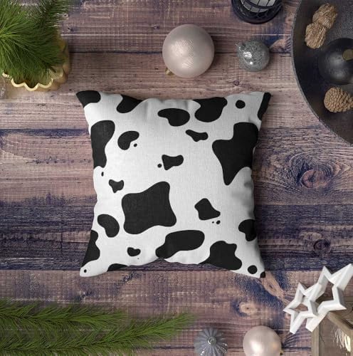 TOMWISH Black and White Cow Print Throw Pillow Cover 22x22 Inch Set of 2