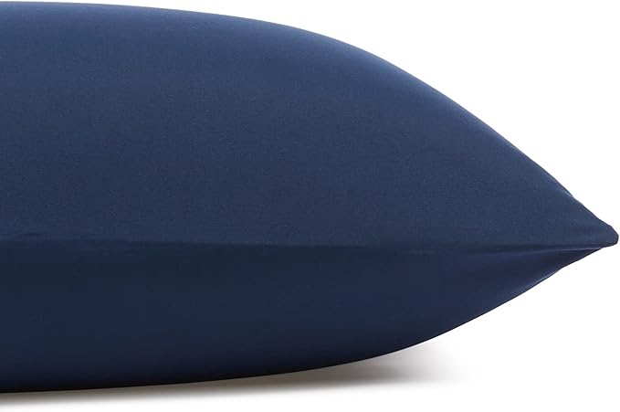 Amazon Basics Lightweight Super Soft Wrinkle-Free Breathable Brushed Microfiber 3-Piece Fitted Sheet Set with 14-Inch Deep Pockets, Twin XL, Navy Blue, Solid