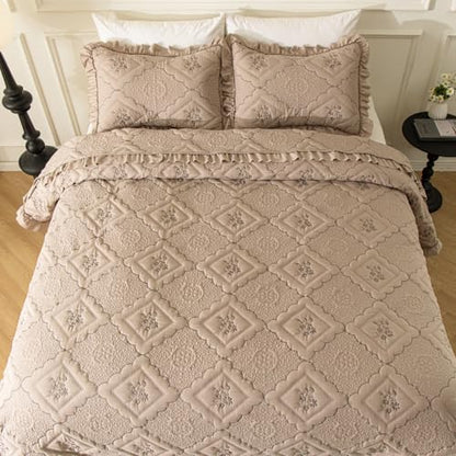 Sobrecamas Queen Elegantes,King Embroidered Quilt Set,Reversible Coverlet