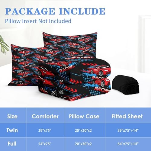 Nesker Racing Cars Twin Zipper Bedding for Boys, 3-Piece-All-in-one