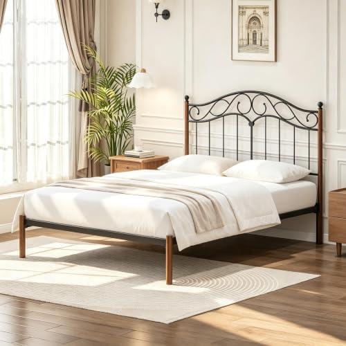 Queen Size Headboard Only, Vintage Metal Headboard for Queen Bed Black