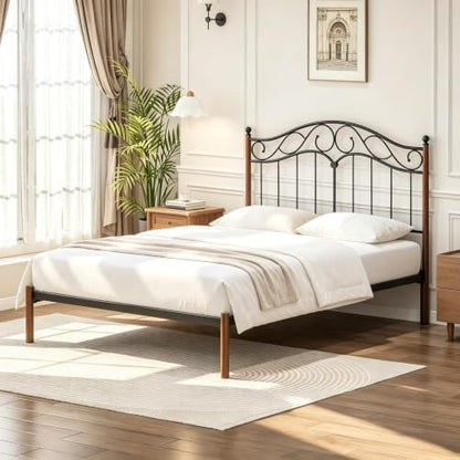 Queen Size Headboard Only, Vintage Metal Headboard for Queen Bed Black