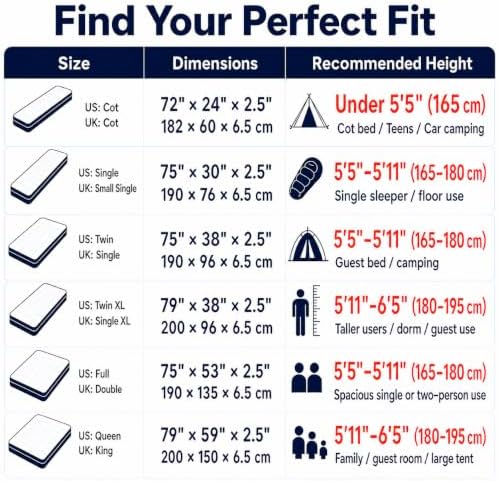 Foam Camping Mattress, Portable Sleeping Pad with Carrying Bag