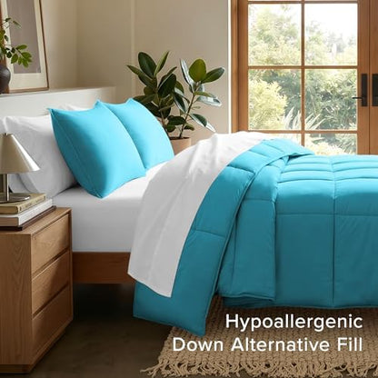 Bare Home Queen Comforter Set - 1800 Ultra Soft (Queen, Aqua)