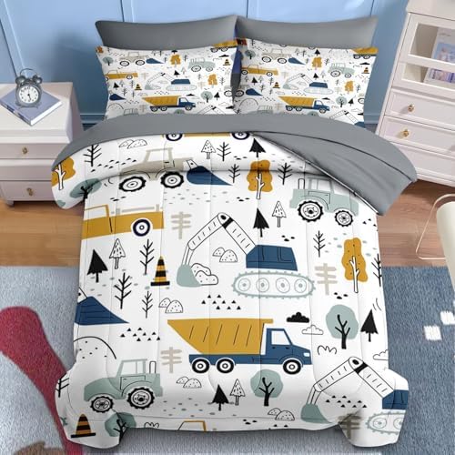 Nesker Queen Comforter Set for Boys, 7 Pieces Truck Bedding for Kids