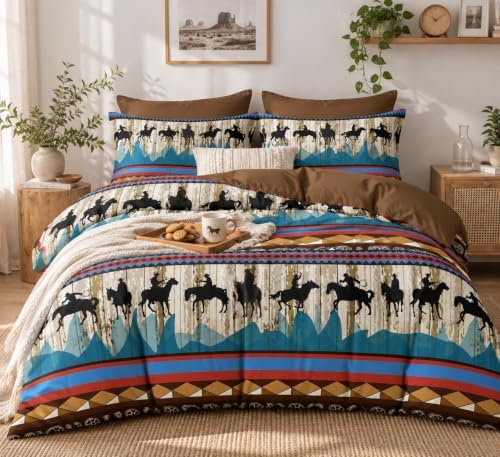 CCoutueChen Western Cowboy Comforter Set King, Rustic Horse Ranch Bedding