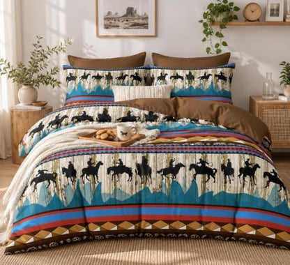 CCoutueChen Western Cowboy Comforter Set King, Rustic Horse Ranch Bedding