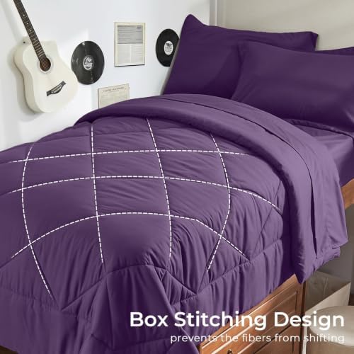 HEVUMYI 5-Piece Twin XL Comforter Set, Grape Purple Bed in a Bag