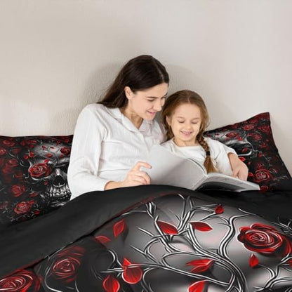 Feelyou Gothic Skull Comforter Set King Size Bedding Set
