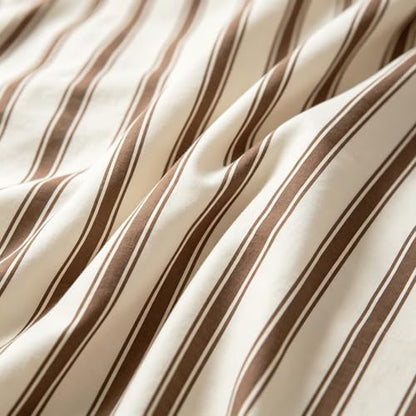 Nayoroom Brown Striped Comforter Set Full Mocha Stripe Bedding