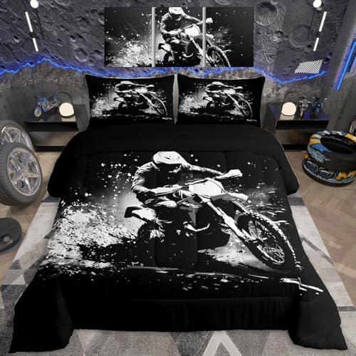 Feelyou Dirt Bike Comforter Set Full Size Extreme Sports Bedding Set